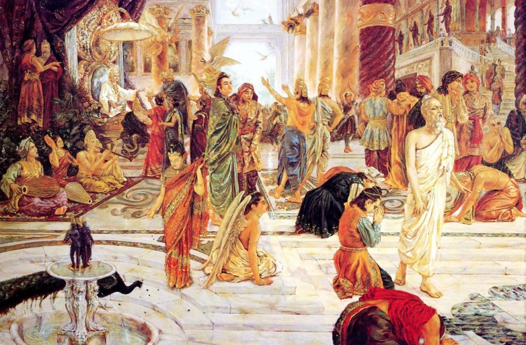 Брихаспати покидает дворец Индры