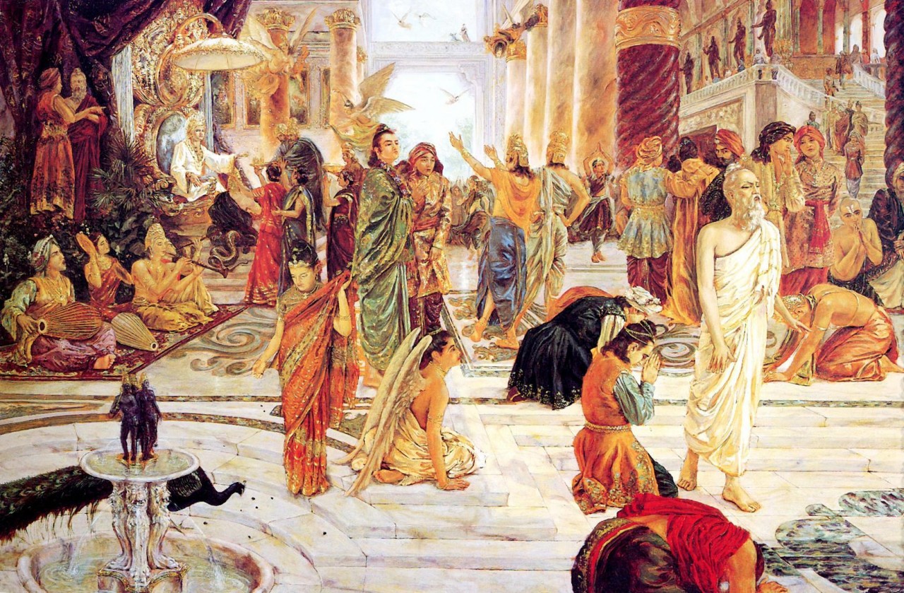 Брихаспати покидает дворец Индры